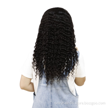 Closure Wigs Deep Wave Raw Virgin Human Hair Bleach Knots Wigs Peruvian Deep Wave 4*4 Lace Front Wigs For Black Women